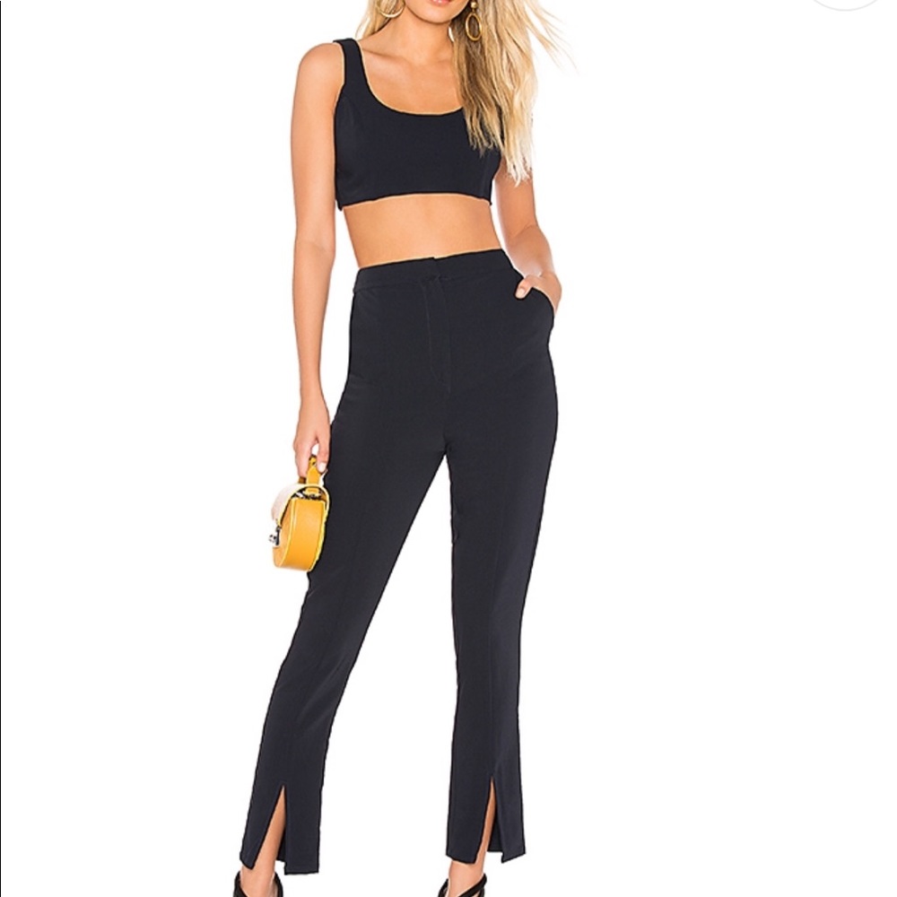 By the way center slit pant set in navy